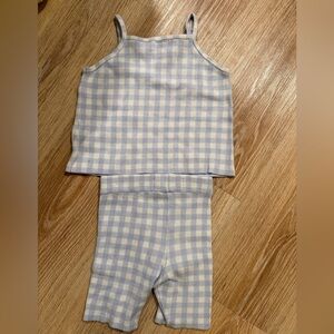 Blue Gingham Bike Short / Tank Set